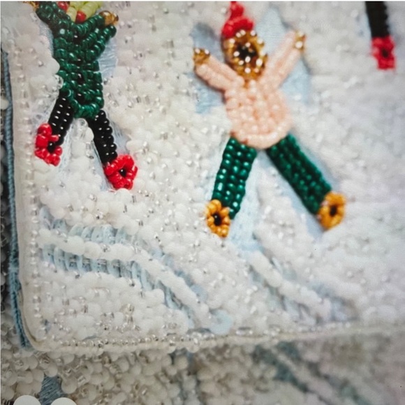 Anthropologie The Fiona Beaded Bag Winter Edition Snow Angels - Picture 6 of 14
